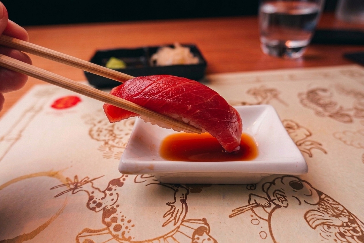 Presentazione del sushi da parte dello chef